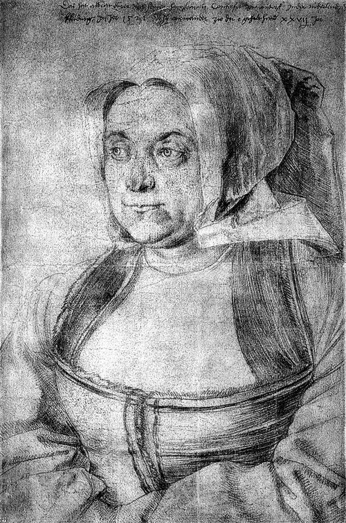 Агнеса Дюрер в нидерландском костюме. Рисунок Альбрехта Дюрера. 1521
